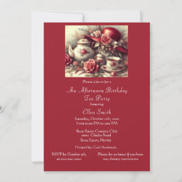 Convite Rosa vermelha de Festa de Aniversário Elegante
