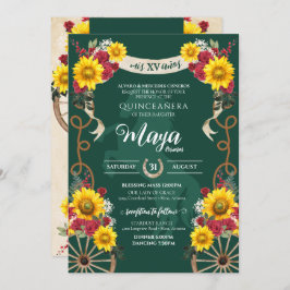 Convite Rosa vermelha de Girassóis Emerald Charro Quincean