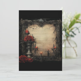 Convite Rosa vermelha de Halloween com velas