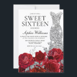 Convite Rosa vermelha Diamond Gown Sweet 16 Festa de anive<br><div class="desc">Rosa vermelha Convite de aniversário Diamond Gown Sweet 16 Ver coleção correspondente em Niche e Nest Store Muitos obrigados</div>