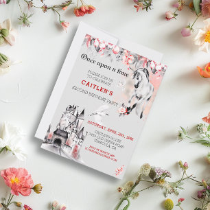 Convite Rosa vermelha do Castelo FairyTale da Unicorn Wate