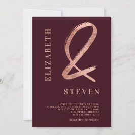 Convite Rosa vermelha dourado nomes de ampersas foto casam