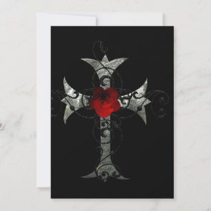 Convite rosa vermelha e Chá de panela Gótico Cruzado