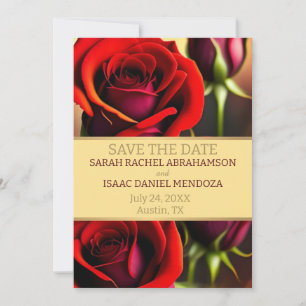 Convite Rosa vermelha e Dourado Guardar a Data