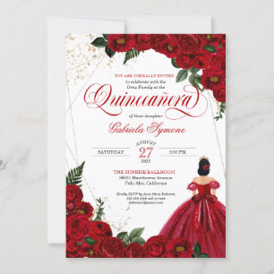 Convite rosa vermelha e Dourado palhaço elegante Quincea