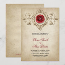 Rosa Vermelha e Ornamento Bege Casamento