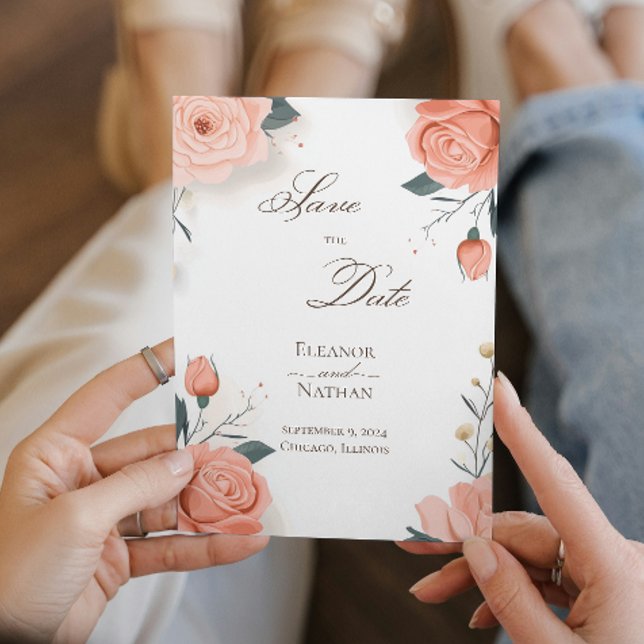 Convite Rosa vermelha e Primavera de Verão Guardem a Data (Criador carregado)