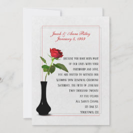 Convite Rosa vermelha em vaso para renovação de Vow Casame