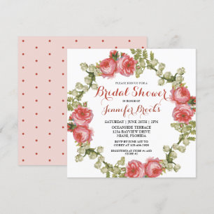 Convite Rosa vermelha feminina clássico Chá de panela de