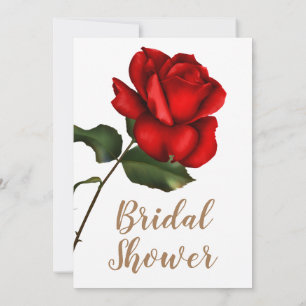 Convite Rosa Vermelha Floral Branco Chic Elegante Chá de N