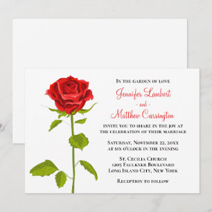 Convite Rosa Vermelha Floral Casamento Romântico Flor Eleg