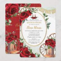Rosa vermelha Floral Charro Boots Sweet 16 Quincea