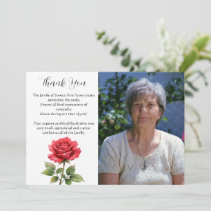 Convite Rosa Vermelha Floral Funeral Morte Obrigado 