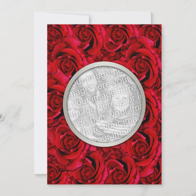 Convite Rosa vermelha foto personalizada casal noiva casam (Frente)