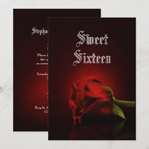 Convite Rosa vermelha Gótica Doce 16
