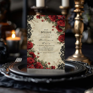 Convite Rosa vermelha Gótica Festa de Halloween