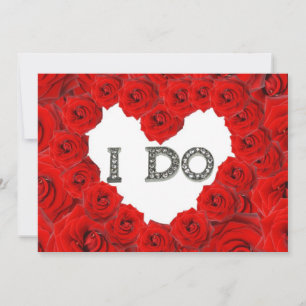 Convite Rosa vermelha Heart I Do Bling Wedding Invitation