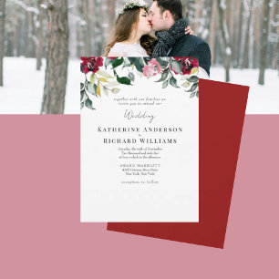 Convite Rosa Vermelha Junto Com Casamento de Inverno