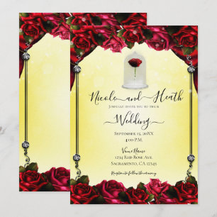 Convite Rosa Vermelha Mágica Prata Ouro Amarelo Casamento