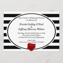 Convite Rosa vermelha no Janto de ensaio de Stripes Pretas