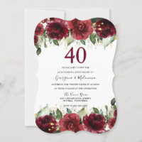 Rosa vermelha Romântico Floral 40º Aniversário