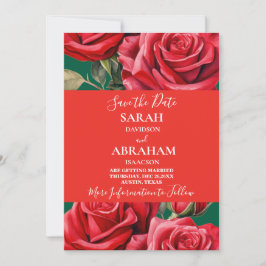 Convite Rosa vermelha Salvar a Data