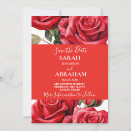 Convite Rosa vermelha Salvar a Data