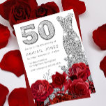 Convite Rosa vermelha Silver Diamonte 50º Aniversário<br><div class="desc">Rosa vermelha Silver Diamonte 50º Convite de Aniversário Ver coleção correspondente em Niche e Nest Store</div>