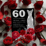 Convite Rosa vermelha Silver Diamonte, 60º aniversário<br><div class="desc">Rosa vermelha Silver Diamonte Vestido 60º Aniversário Convite Ver coleção correspondente em Niche e Nest Store</div>