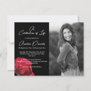 Convite Rosa vermelha sobre a Celebração Preta da Placa Li