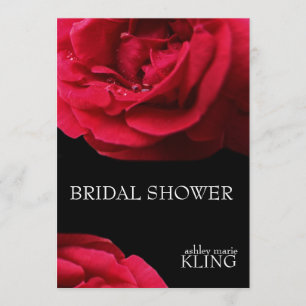 Convite Rosa vermelha sobre fundo preto