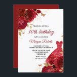 Convite Rosa vermelha Sparkle Dress aniversário de 30 anos<br><div class="desc">Convite de festas de aniversário de 30 anos de vestir do Rosa vermelha Sparkle Mais elegante designs florais em nossa loja! Consulte a coleção correspondente em nossa loja</div>