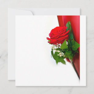 Convite Rosa Vermelha Única – Fundo Branco Floral