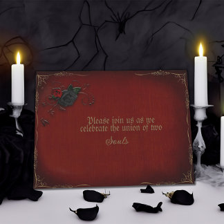Convite Rosa Vermelho e Casamento Negro Gótico