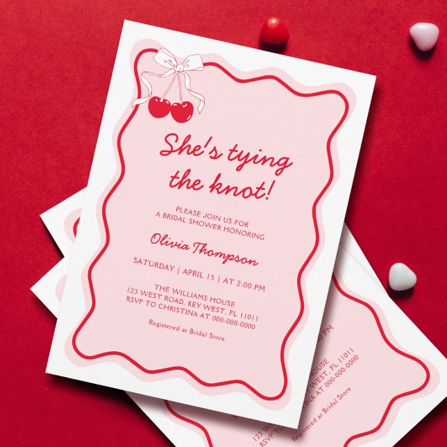 Convite Rosa Vermelho Ela é Chá de panela Casando (Criador carregado)