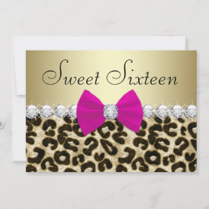 Convite Rosa Vibrante Leopardo Sweet Sixteen