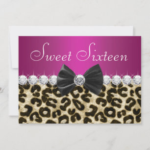 Convite Rosa Vibrante Leopardo Sweet Sixteen