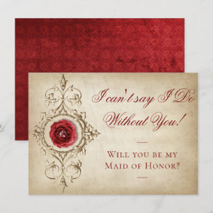 Convite Rosa   Vintage Crimson Bridal Party