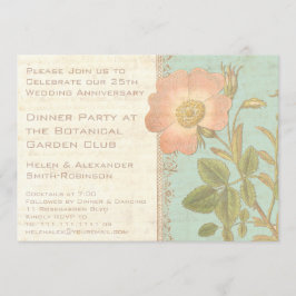 Convite Rosa Vintage Elegante Jantar de 25º Aniversário