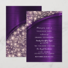 Convite Rosa Violet Glitter Chá de panela Birthday Sweet