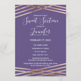 Convite Rosa violeta Dourado e simples 16