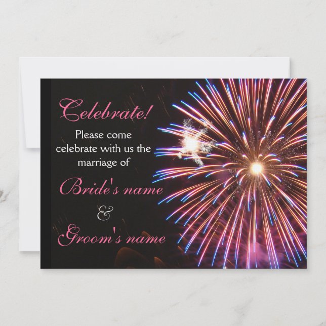 Convite Rosa Wedding da celebração (Frente)