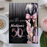 Convite Rosa Wine Luxury 50º Aniversário Adulto<br><div class="desc">Rosa de Luxo Vinho Adulto de Aniversário design. Os produtos correspondentes podem ser encontrados na coleção de Aniversário de Adultos de Vinho de Luxo.</div>