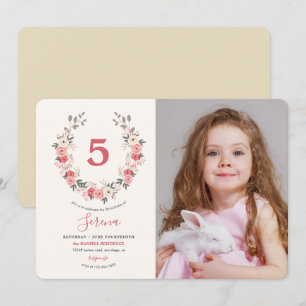 Convite Rosa Wreath Quinto Aniversário