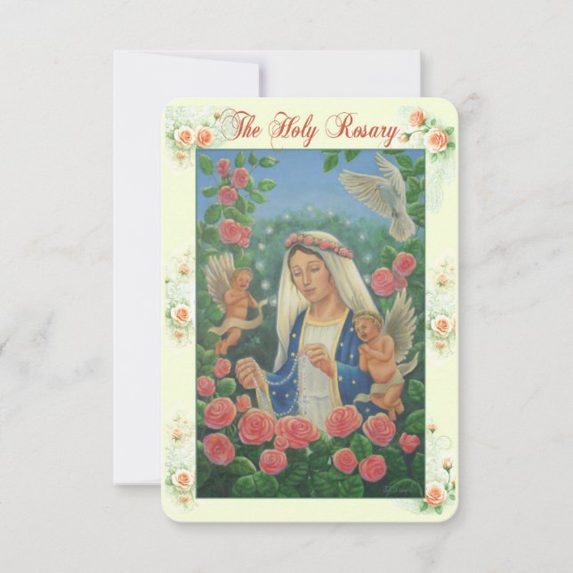 Convite Rosary Prayer Card com minha obra de arte original (Frente)