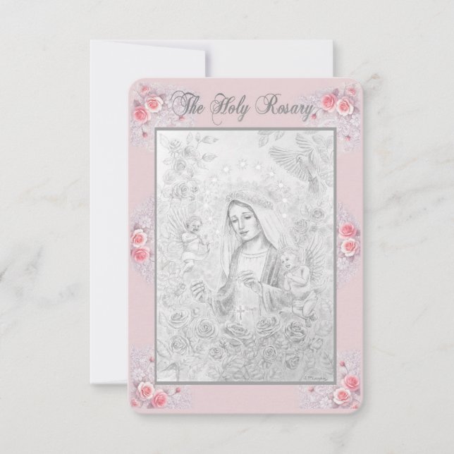 Convite Rosary Prayer Card with my Original Drawing  (Frente)
