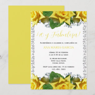 Convite Rosas Amarelas & Diamantes 40º Aniversário Espanho