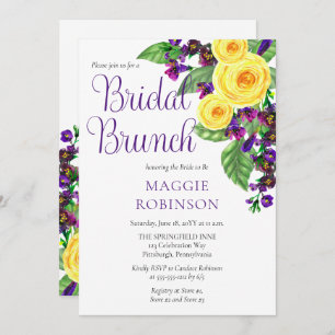 Convite Rosas Amarelas   Violets Boho Floral Bridal Brunch
