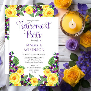 Convite Rosas Amarelas  Violets Boho Floral Retirement Par