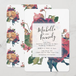 Convite Rosas Antigos Vintage Bohemian Invitation